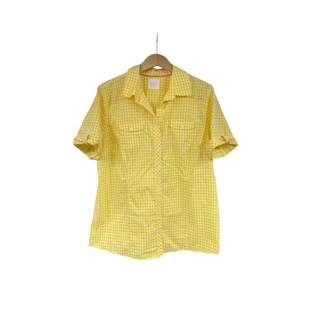 L.L. Bean Yellow Gingham Button-Down Shirt